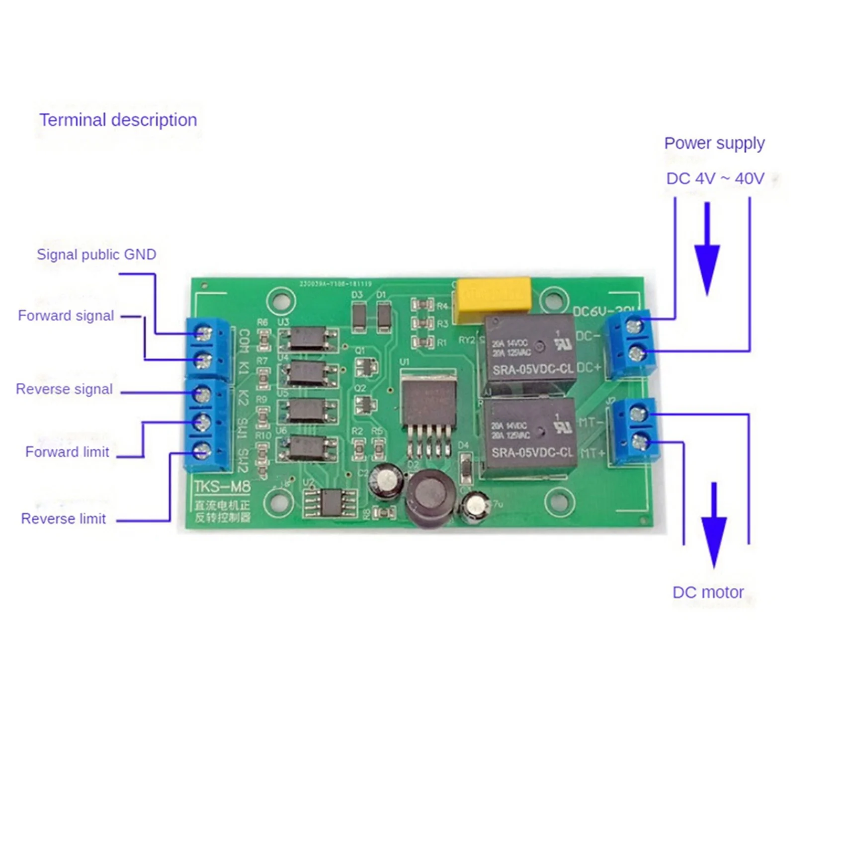 ABXF-3X DC 6 В 12 В 24 В мотор прямого и обратного контроллера 20 А высокий ток с пределом реле драйвер подъема плата управления P0