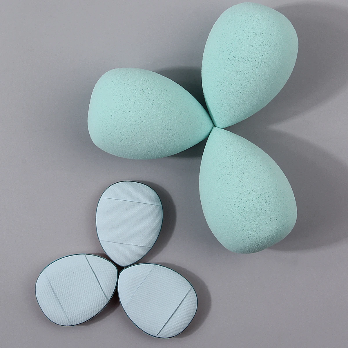 6 pièces grande beauté goutte d'oeuf éponge bouffée de poudre base maquillage éponge oeuf plante correcteur pouce poudre bouffée acné marque correcteur éponge