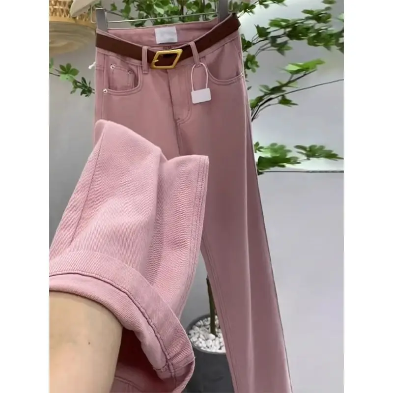 2025 가을 Y2K 걸스 인스 하이웨이스트 빈티지 청바지 한국 여성 스트레치 다용도 데님 팬츠 여성 솔리드 컬러 스트릿 트라우저