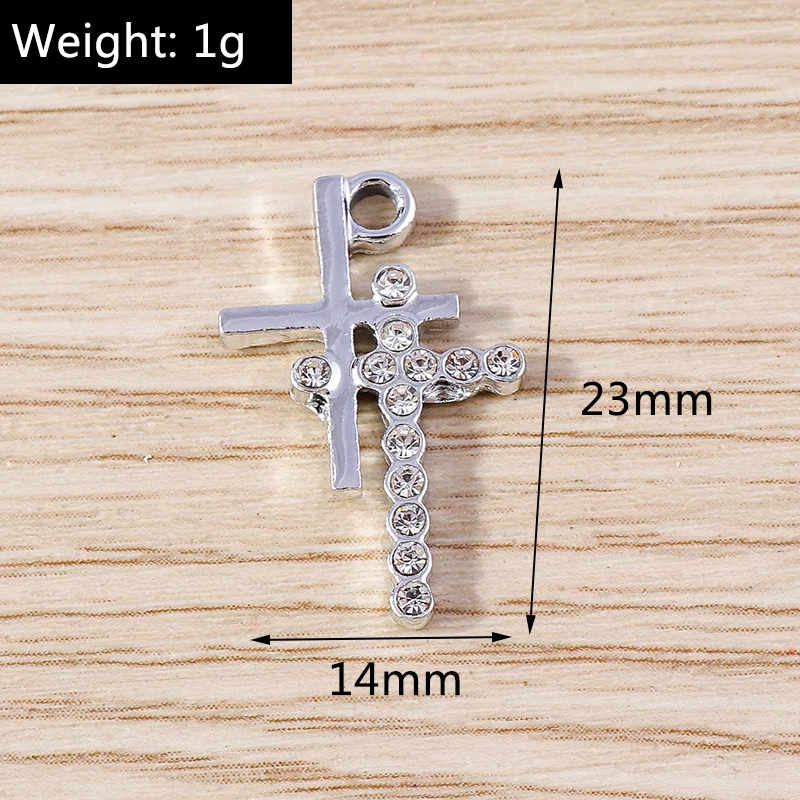 10 Stück 18 x 31 mm modische Kristall-Kreuz-Charms-Anhänger für Schmuckherstellung, Tropfen-Ohrringe, Halskette, Schlüsselanhänger, handgefertigte Bastelbedarf – Detail 5