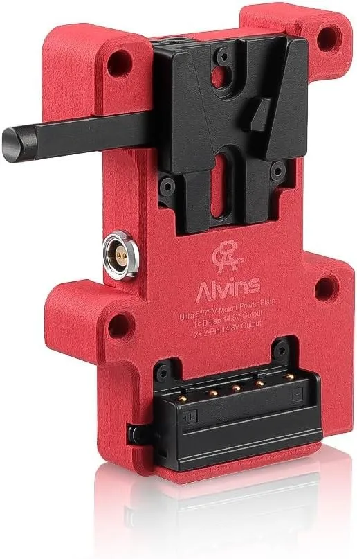 Alvin's Cables V-Mount Battery Plate for SmallHD Ultra 5 7 10, Direct Contact Power Supply with D-Tap 2 x 0B 2 Pin Outputs
