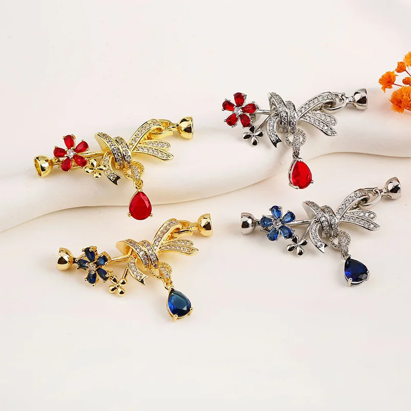 

[YU]Brass Bowknot Rhinestones Clasps Fastener Connecting Closure Lock Connectors For DIY Jewelry Making Accessories