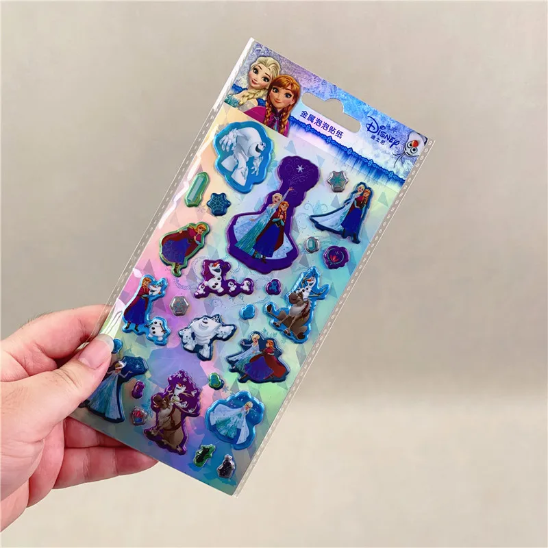 Disney Frozen Elsa Anna Olaf Metal Three-Dimensional Bubble Sticker Diy Phone Case Computer Water Cup Camera Girl Christmas Gift