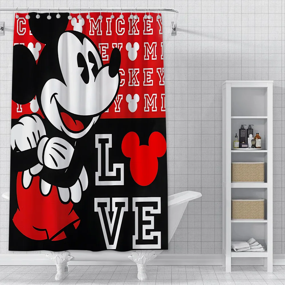 Disney Kawaii Mickey Minnie Cartoon Shower Curtain Waterproof Polyester Fabric Paint Bath Curtains Home Bathroom Decor Curtain