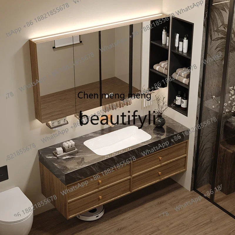 N178 C Medieval style bathroom cabinet combination luxury stone seamless ceramic basin washstand hand washbasin cabinet