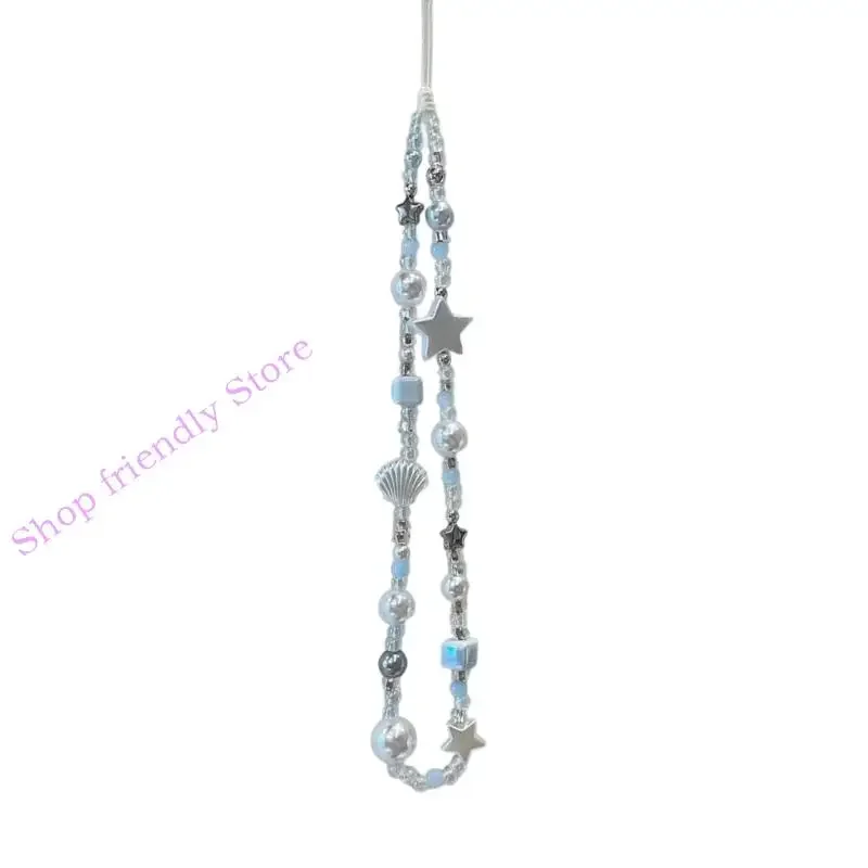 

Ремешок из ПВХ в летнем пляжном стиле с жемчужным акцентом в форме звезды и ракушки