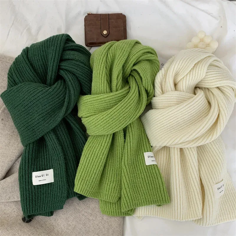 

New Classic Retro Knitted Scarf Men Women couple Korean Ins Thickened Soft Warm Solid Couple Scarves Thermal Muffler Male Female