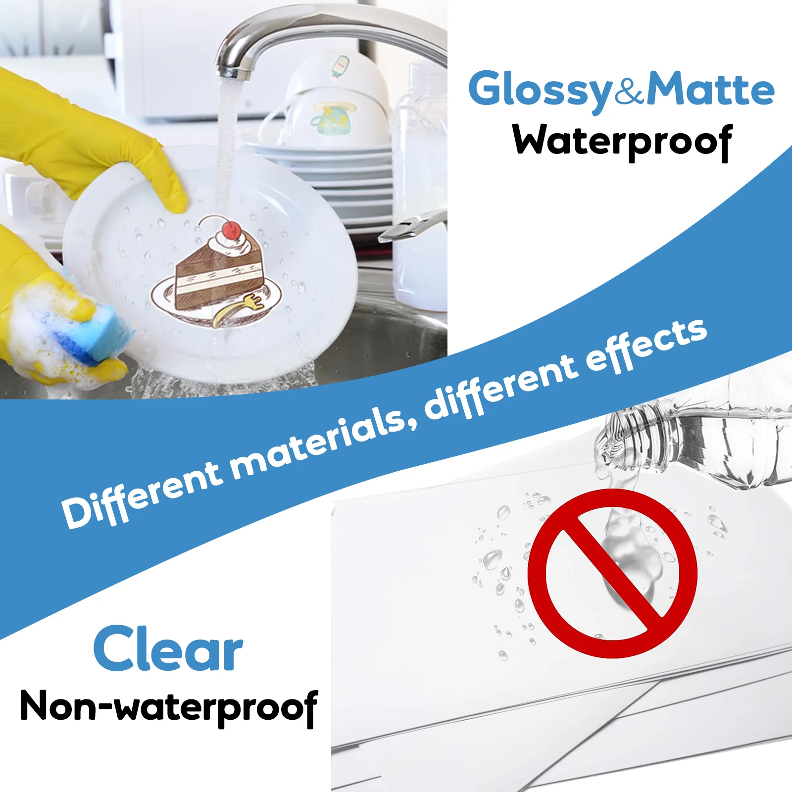 20 Sheets 8.5×11" Printable Vinyl Sticker Paper DIY Glossy White/Matte White/Clear Label Sticker for Inkjet Printer Letter Size