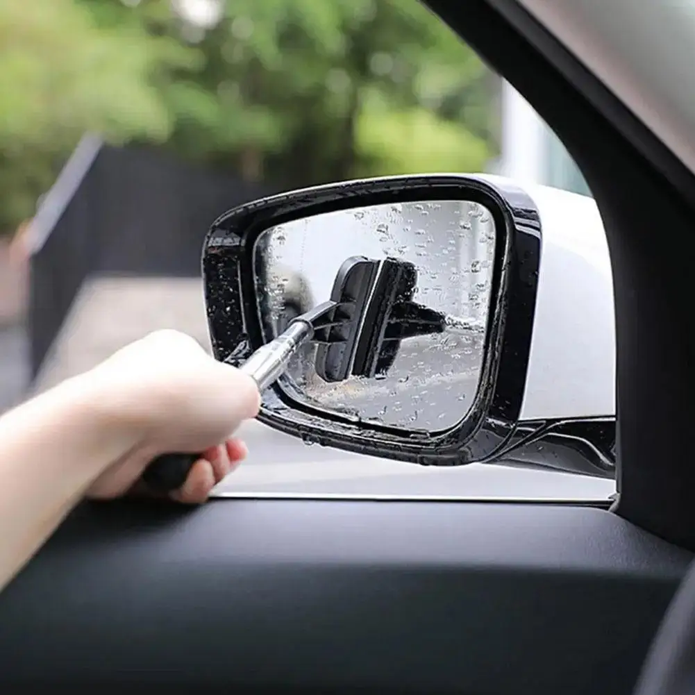 Wiper Washing Maintenance Extendable Handle Car Side Portable Mirror Squeegee Glass Cleaning Rainy Window Mirror Tool D2M2