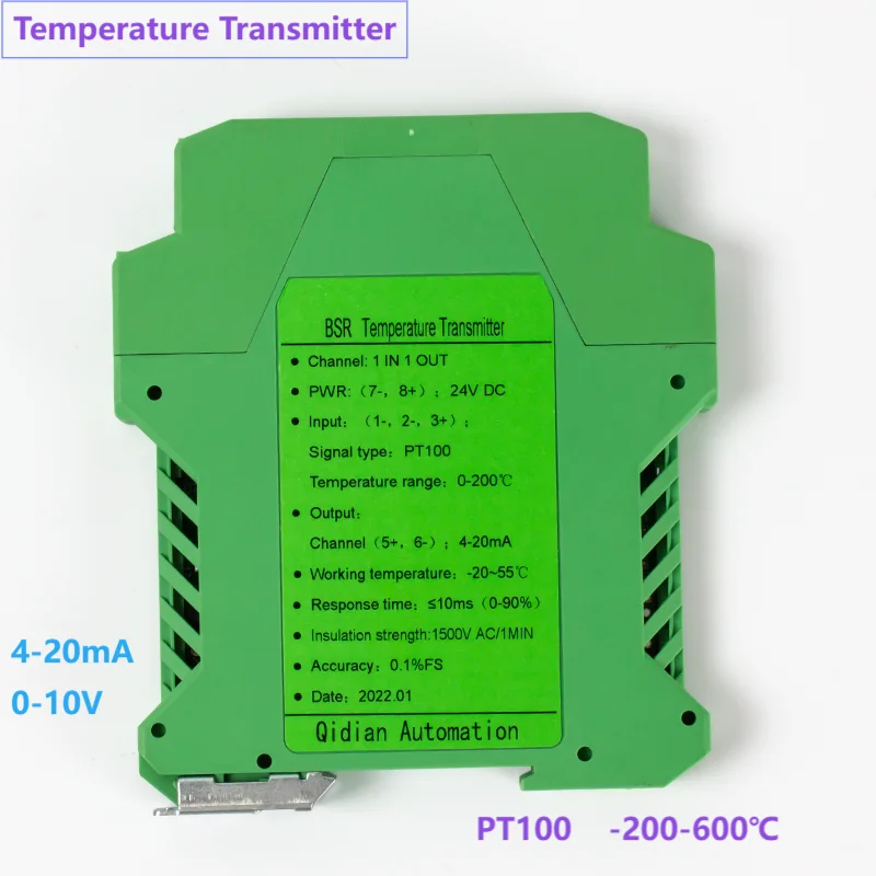 

PT100 Temperature Sensor Transmitter 2 in 2 out Thermal Resistor Resistance RTD Transmitter 4-20mA 0-10V 0-5V Output -200-600C