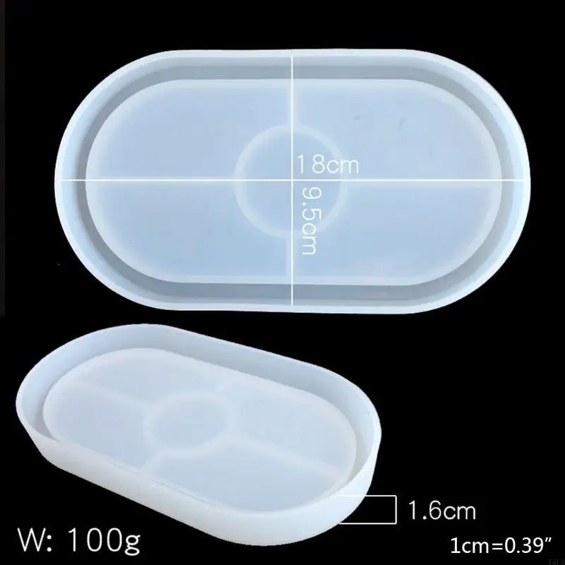 Y5LB Elliptical Storage Plate Silicone Mold Ring Trinket Storage Plate Mould Resin