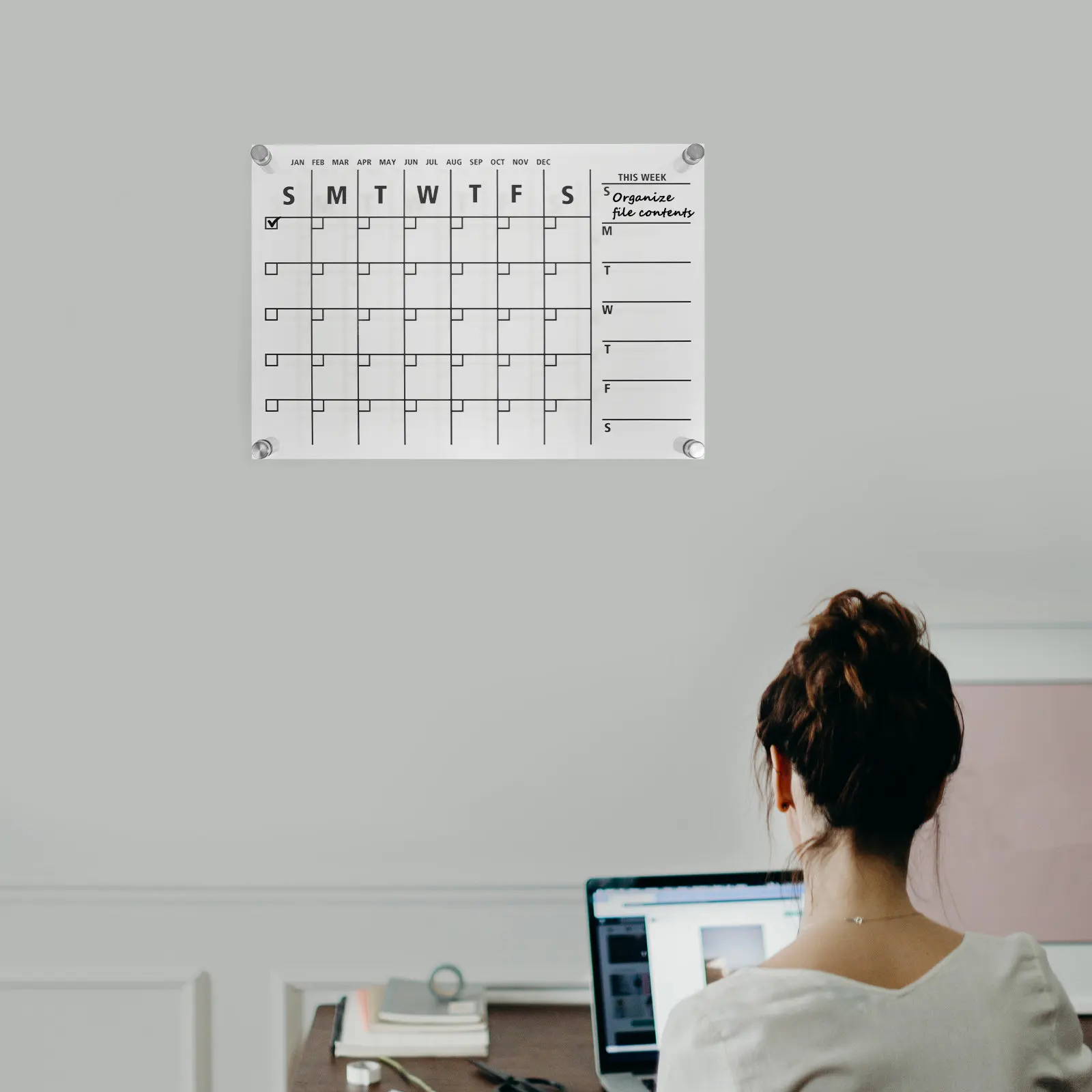 1Set Clear Acrylic Message Board Dry Erase Board Office Home Kitchen Weekly Plan Desk Whiteboard Magnetic Reusable Surface