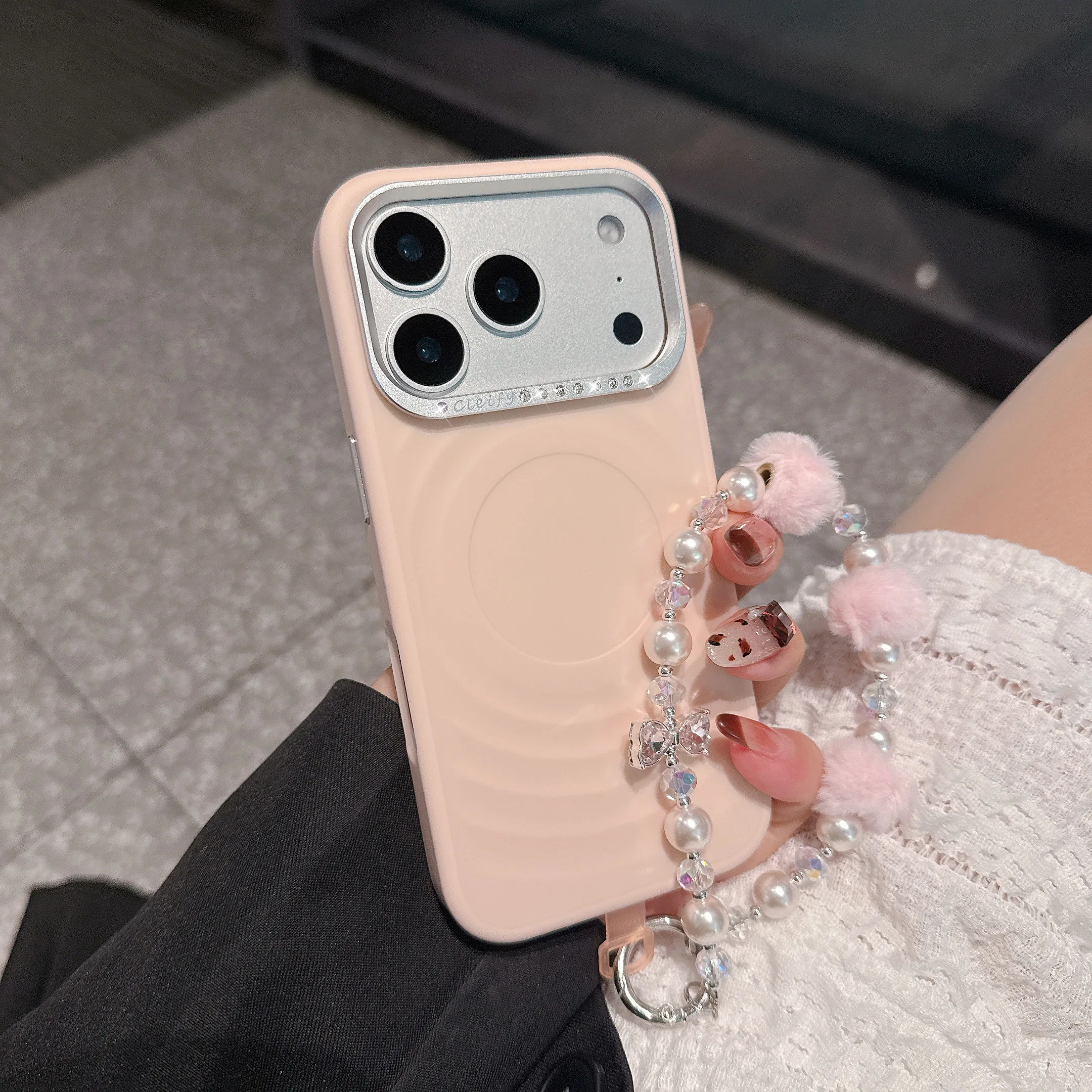 نمط تموج مضاد للانزلاق مناسب لحافظة هاتف Apple 17 Pro Max، فتحة كبيرة 16 Plus، 15 شفط مغناطيسي، 14 عبوة كاملة