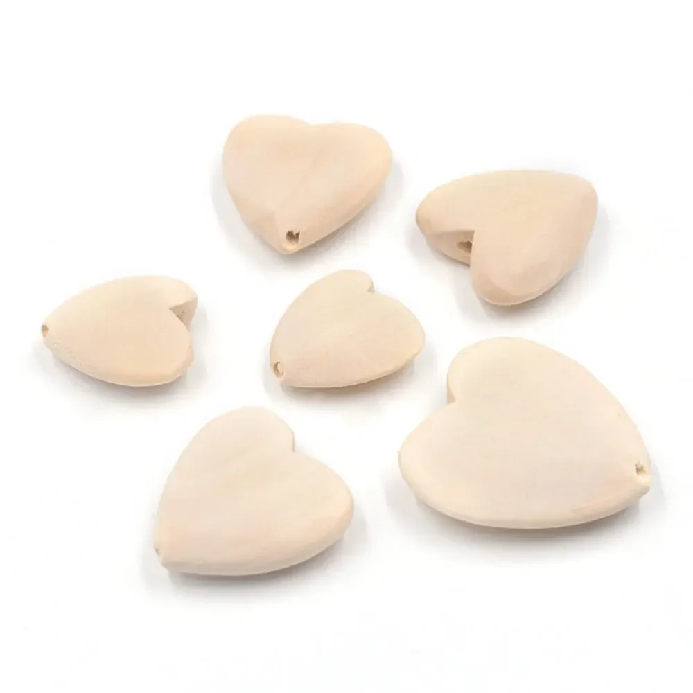 WB14 10Pcs Heart-shaped Wood Spacer Bead Natural Wood Color Eco-Friendly Wooden Beads DIY Jewelry Making handmade