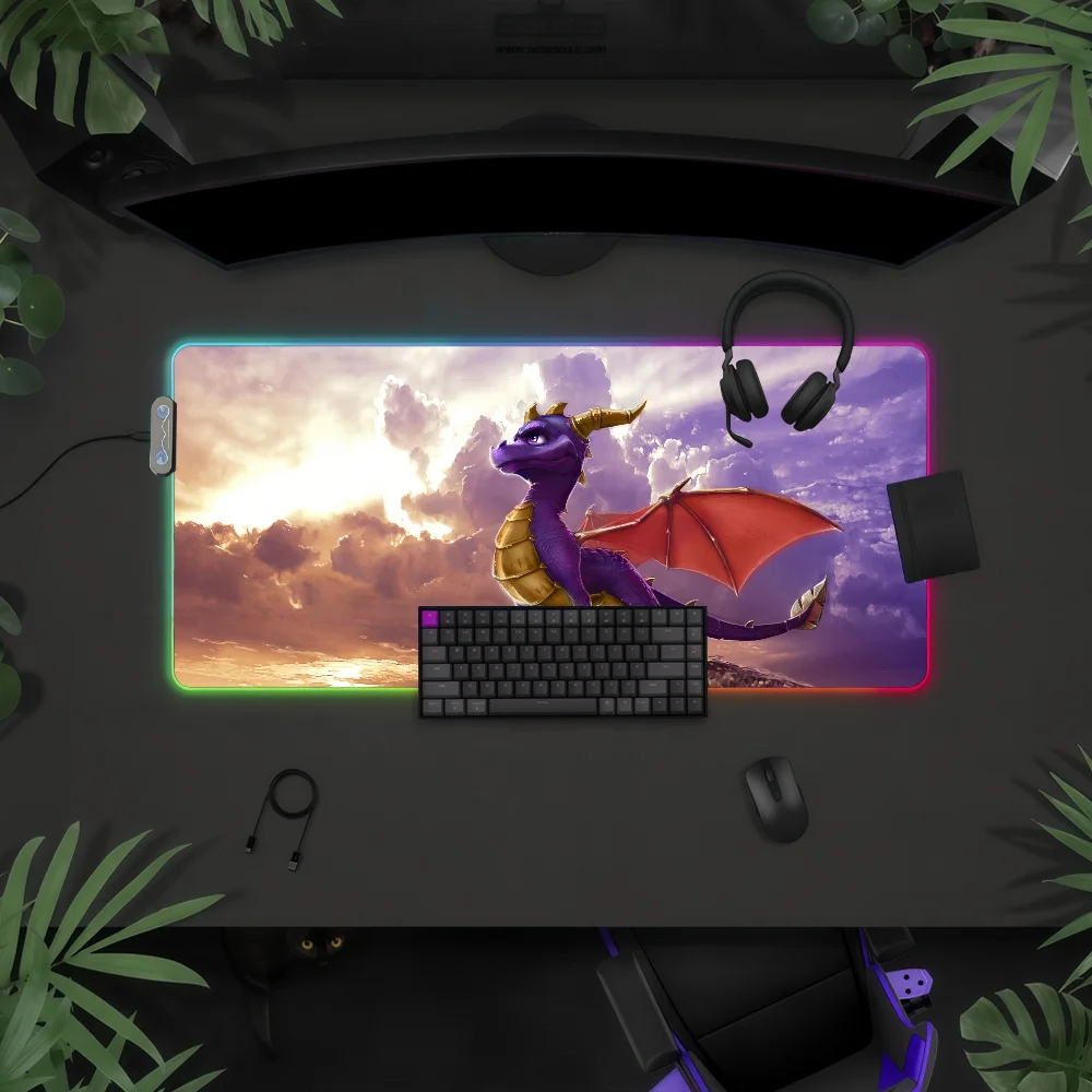 ゲーム-s-spyro-the-d-dragon-s-マウスパッド-rgb-led-ライト-カラフルなゲームキーボード-滑り止めカバー-デスクマット表面-防水