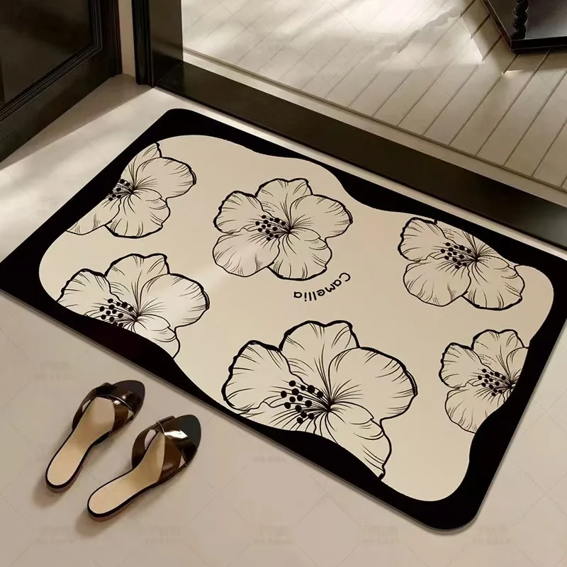 French Style Light Luxury Diatomaceous Earth Floor Mat Small Fragrant Style Bathroom Entrance Door Mat  Absorbent Foot Mat