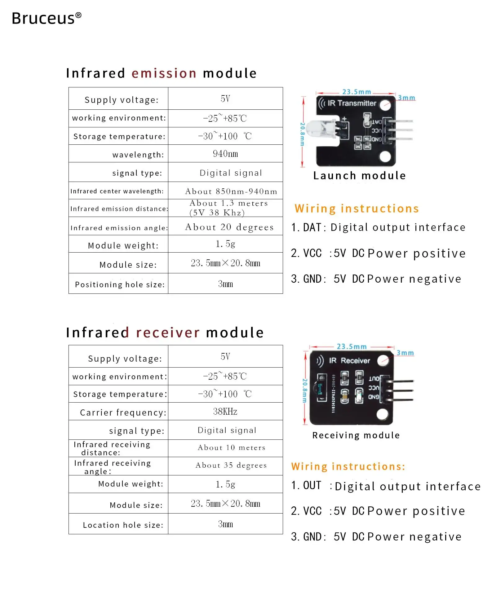 Transmissor infravermelho digital IR, Receptor 38kHz, Módulo Sensor para Arduino, Bloco de construção eletrônico