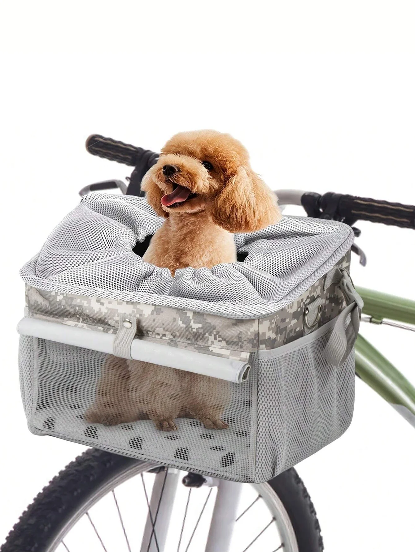 Dog Bike Basket, Small Medium Pets Dog Basket for With Breathable Mesh, Removable Bicycle Basket Front Handlebar Bicycle Basket