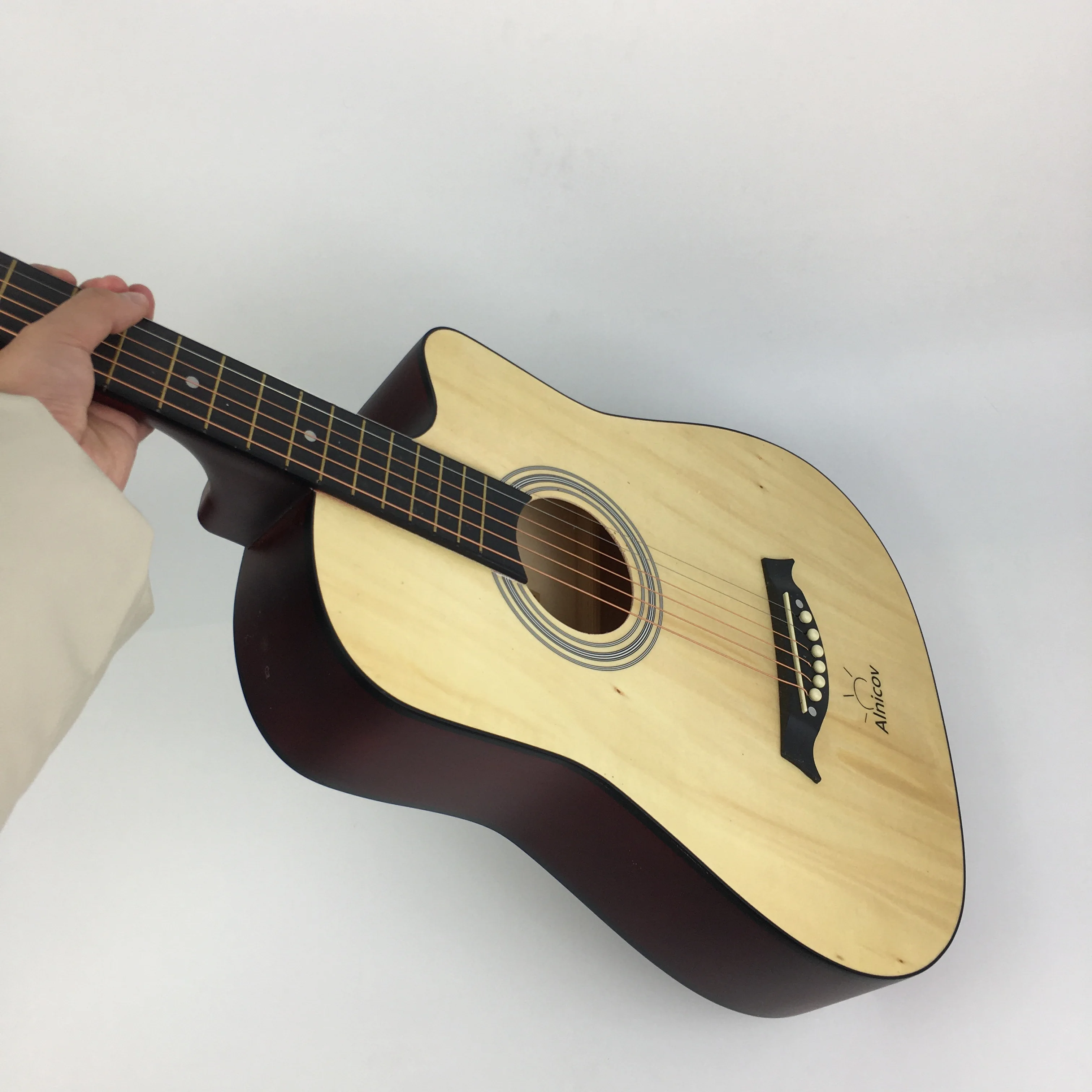 Alnicov Guitars 6-string beginner acoustic guitar, redwood fiberboard, natural finish