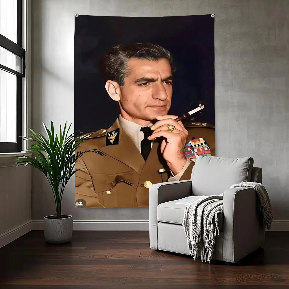 Mohammad Reza Pahlavi Flags Durable Microfiber Festive Decor All-Purpose Hanging for Household, Bar Counter Outdoor Garden Party