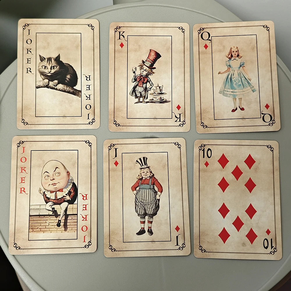 54 Pcs Alice In Wonderland Playing Cards 9*6.5cm, Full Deck Paper Scrapbooking Craft Poker Deck