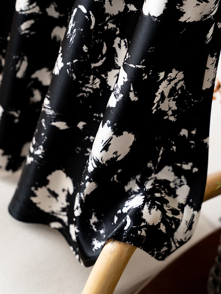 Bla Print Dünner Acetat-Midirock, professioneller Pendel-Damen-Faion-A-Linien-Rock mit hoher Taille, Sommer 2022, Ele Sle