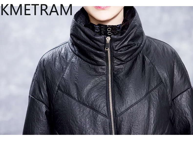 Piumini in pelle di pecora al 100% da donna Colletto alla coreana Piumino corto in vera pelle 2025 Abiti invernali Donna Capispalla ·хоislavк