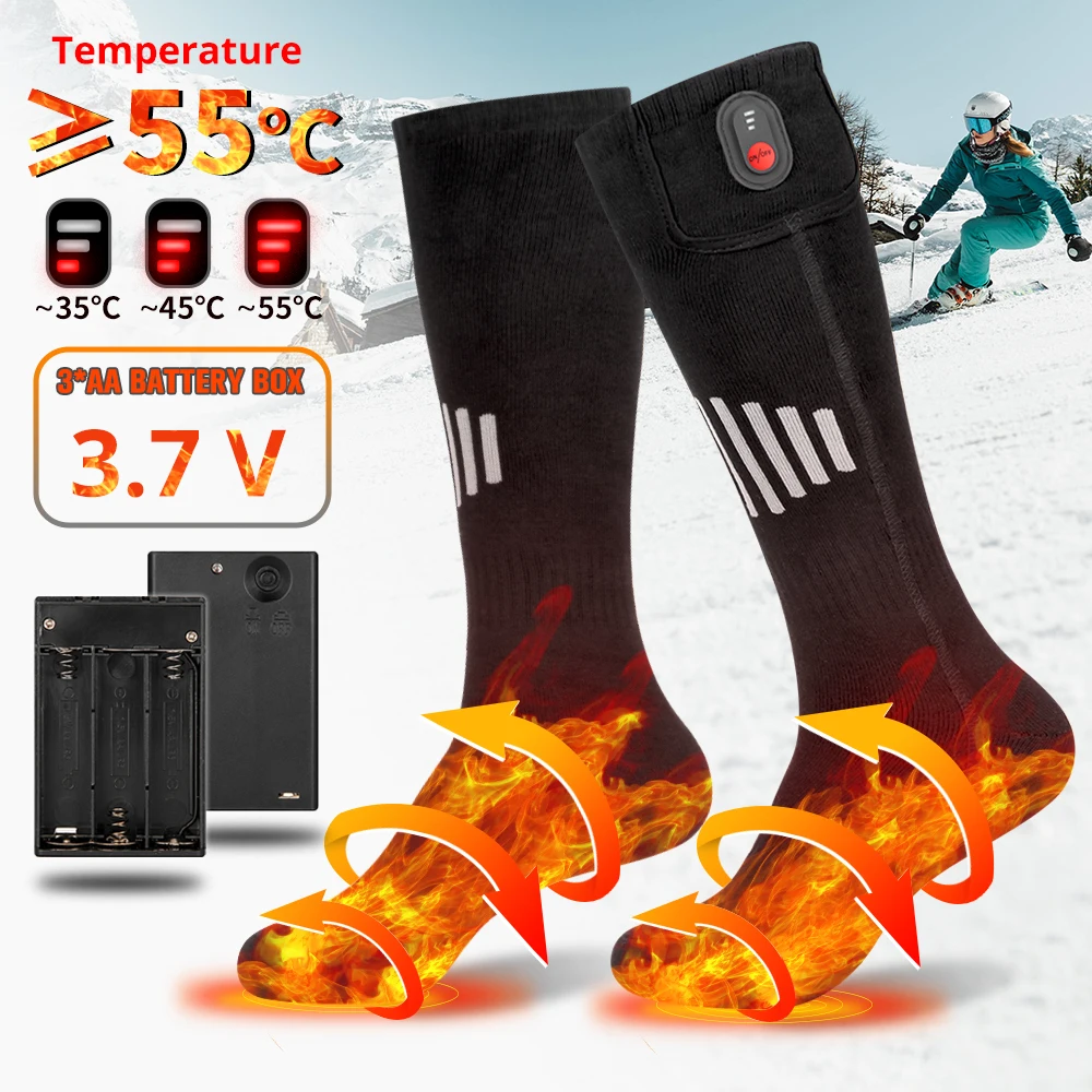 

65℃ Heated Socks Winter Warmth USB Rechargeable Heating Socks Outdoor Spots Heated Boots Snowmobile Skiing Sock