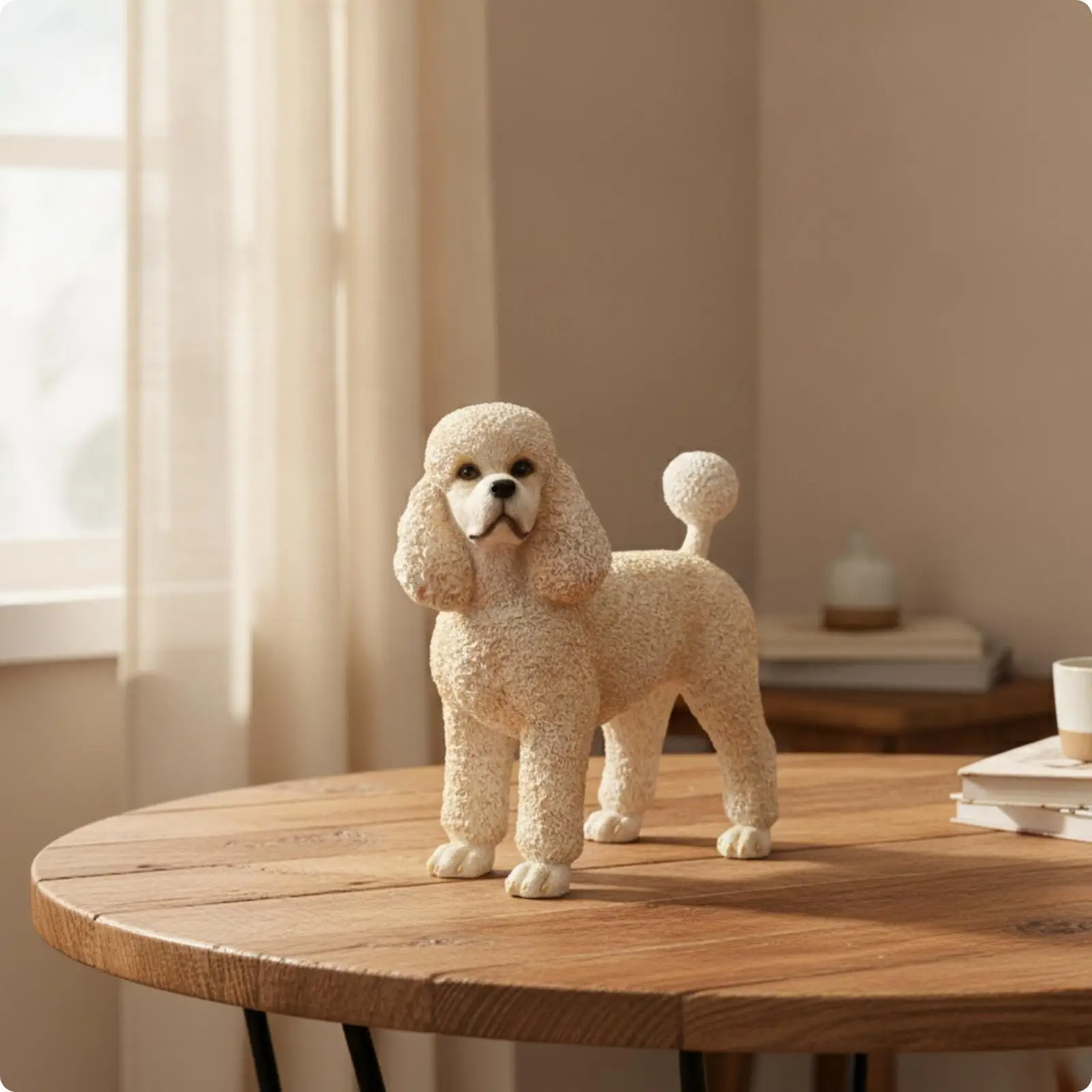 Poodle Figurine Hand-Painted Poodle Statue Textured Resin Dog Figurine for Living Room, Bookshelf, Housewarming