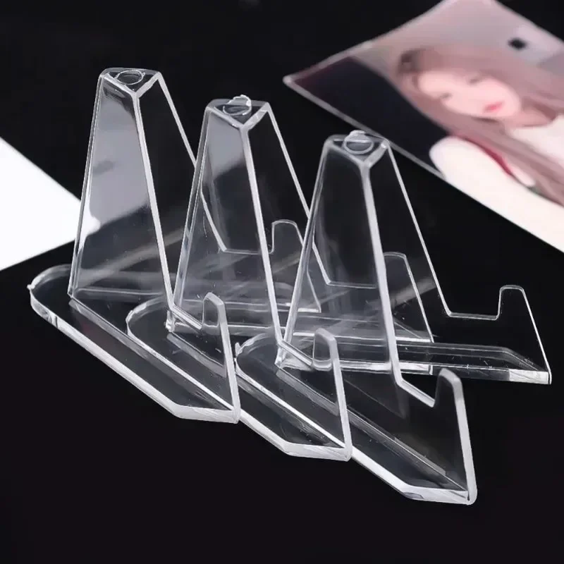10/1Set Transparent Card Holder Protector Kpop Idol Photocard Waterproof Card Sleeves Acrylic Triangle Card Display Stands