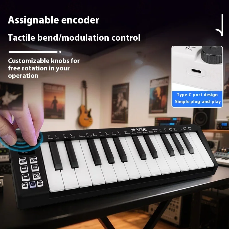 M-VAVE-Mini Teclado MIDI Recarregable 25 Teclas Teclado De Controle MIDI Mini Controlador USB Portátil