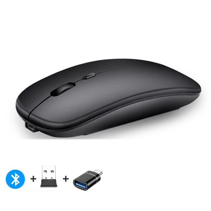 Oplaadbare draadloze muis Bluetooth-compatibele 2,4 GHz dubbele modi computermuizen met nano-ontvanger voor pc-laptop Macbook