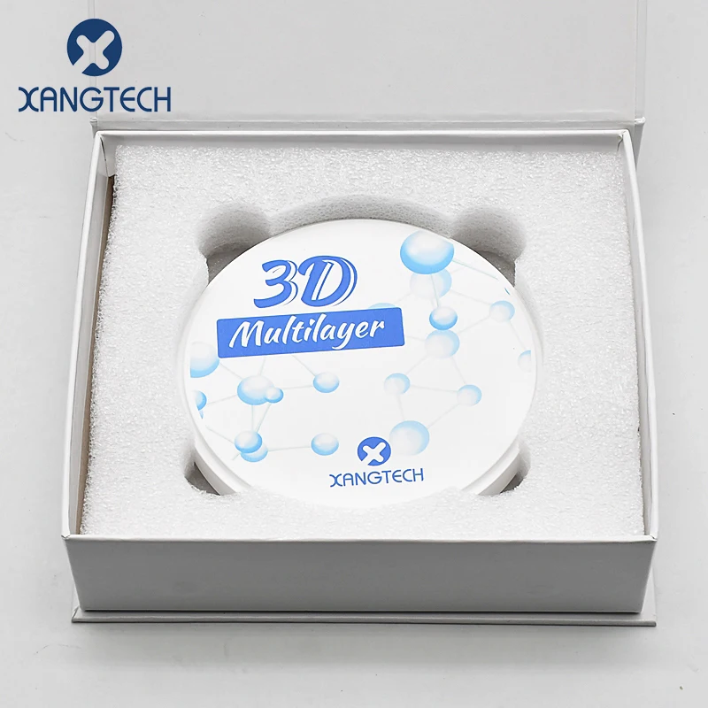 Xangtech 3D บล็อกเซอร์โคเนียมหลายชั้นวัสดุห้องทันตกรรม42%-47% A1 A2สี A3 98มม.