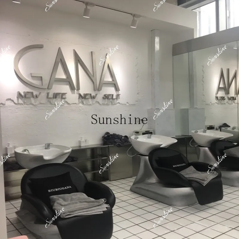 Barber shop shampoo bed Japanese-style simple hair salon special ceramic basin sitting TF