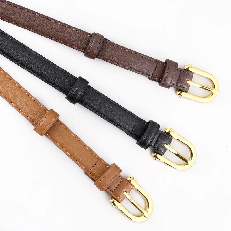 

20mm simple needle buckle belt for skirt women's split leather belt