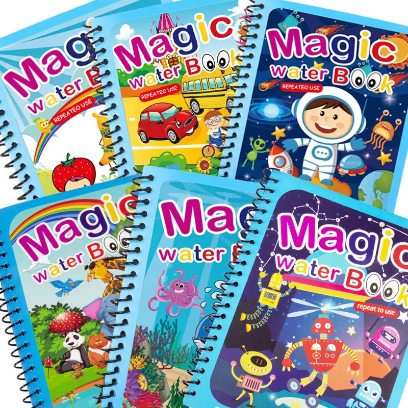 1/2 Pcs Wiederverwendbare Magie Wasser Buch mit Stift Kinder Montessori Frühen Bildung Spielzeug Wasser Zeichnung Spielzeug Geschenk Wasser Malbuch