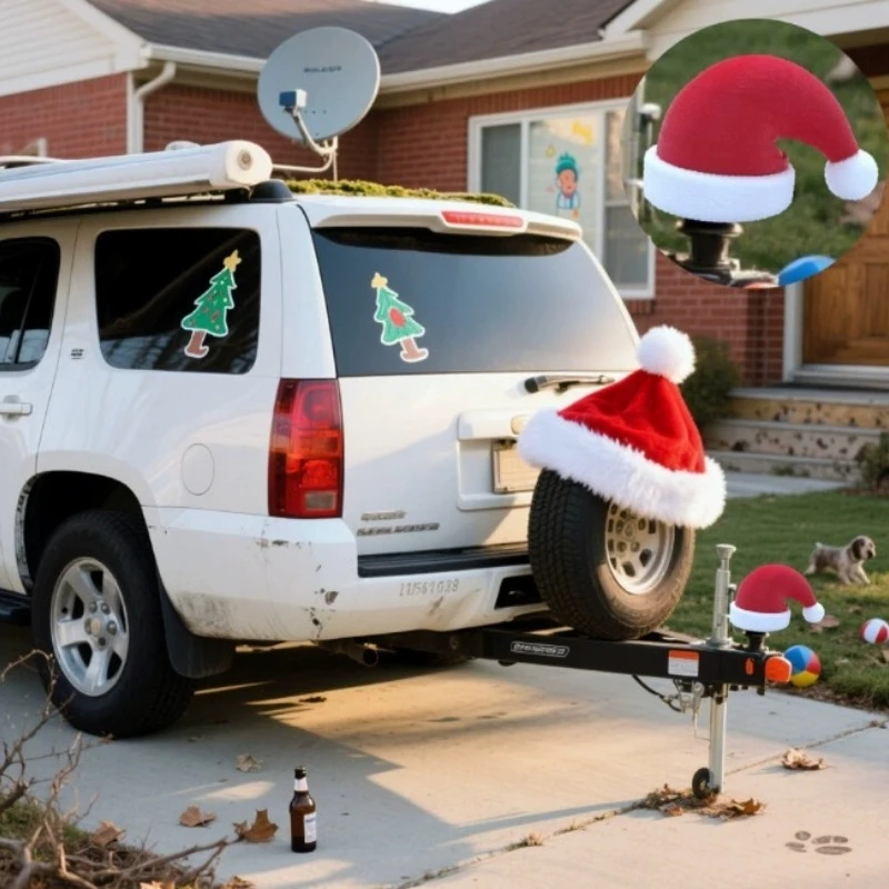 

New Christmas Gift Trailer Hitch Ball Cover: 3D Printed Christmas Hat Coupling Cap – Prevents Receiver Tube Rusting