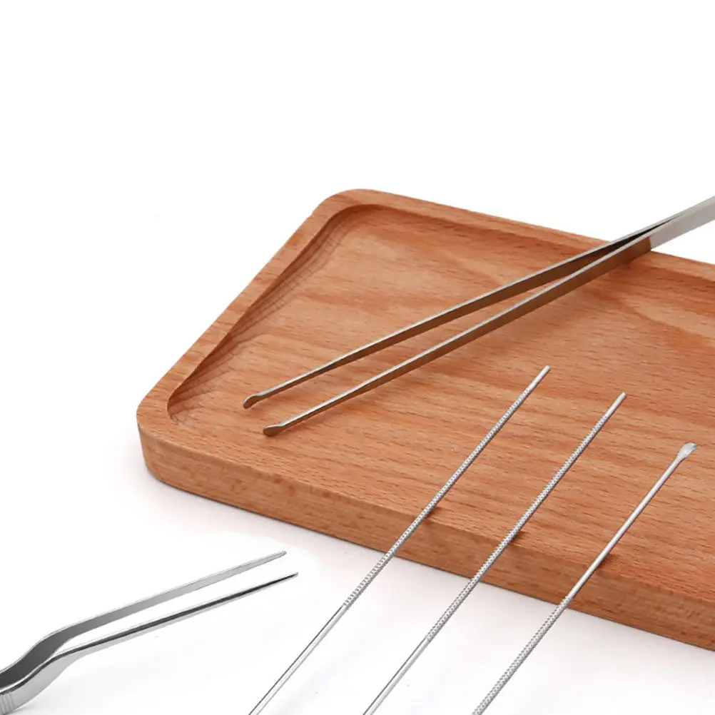 5Pcs High Grade Stainless Steel Ear Wax Removal Tools Set Ear Spoon Scoop Picker Cleaner Kit Lightweight Portable Rust Proof
