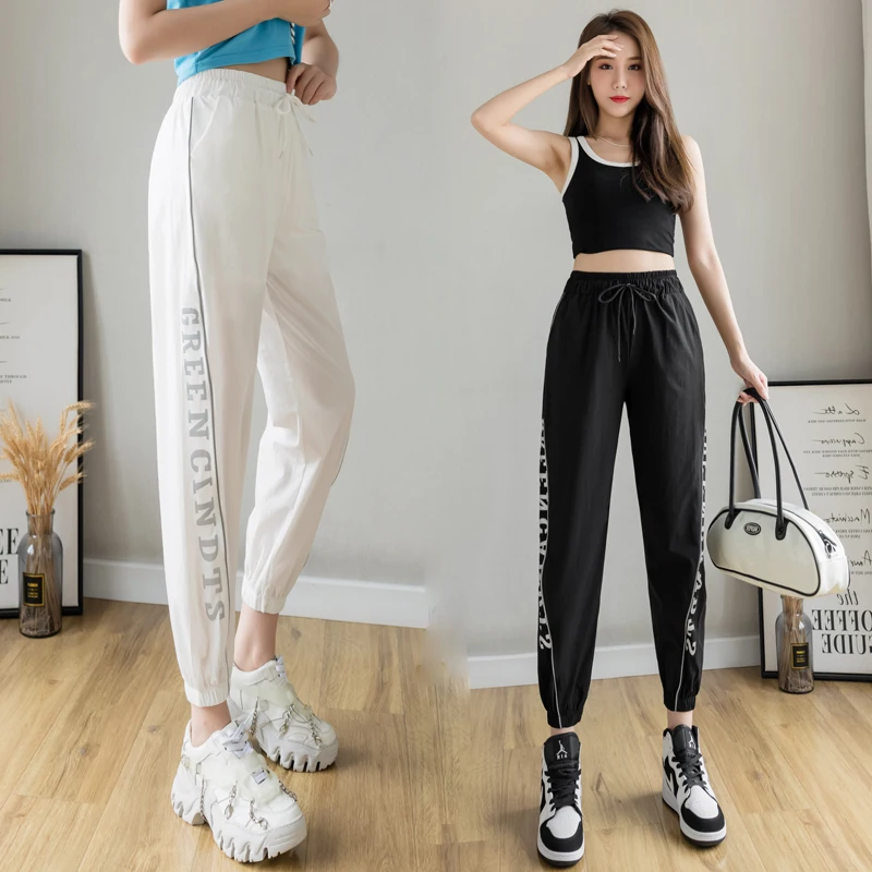 

New Ice Silk Quick Drying Streetwear Sweatpants Womens Baggy Lantern Trousers Lady Casual Popular Joggers Women Bottoms Pants