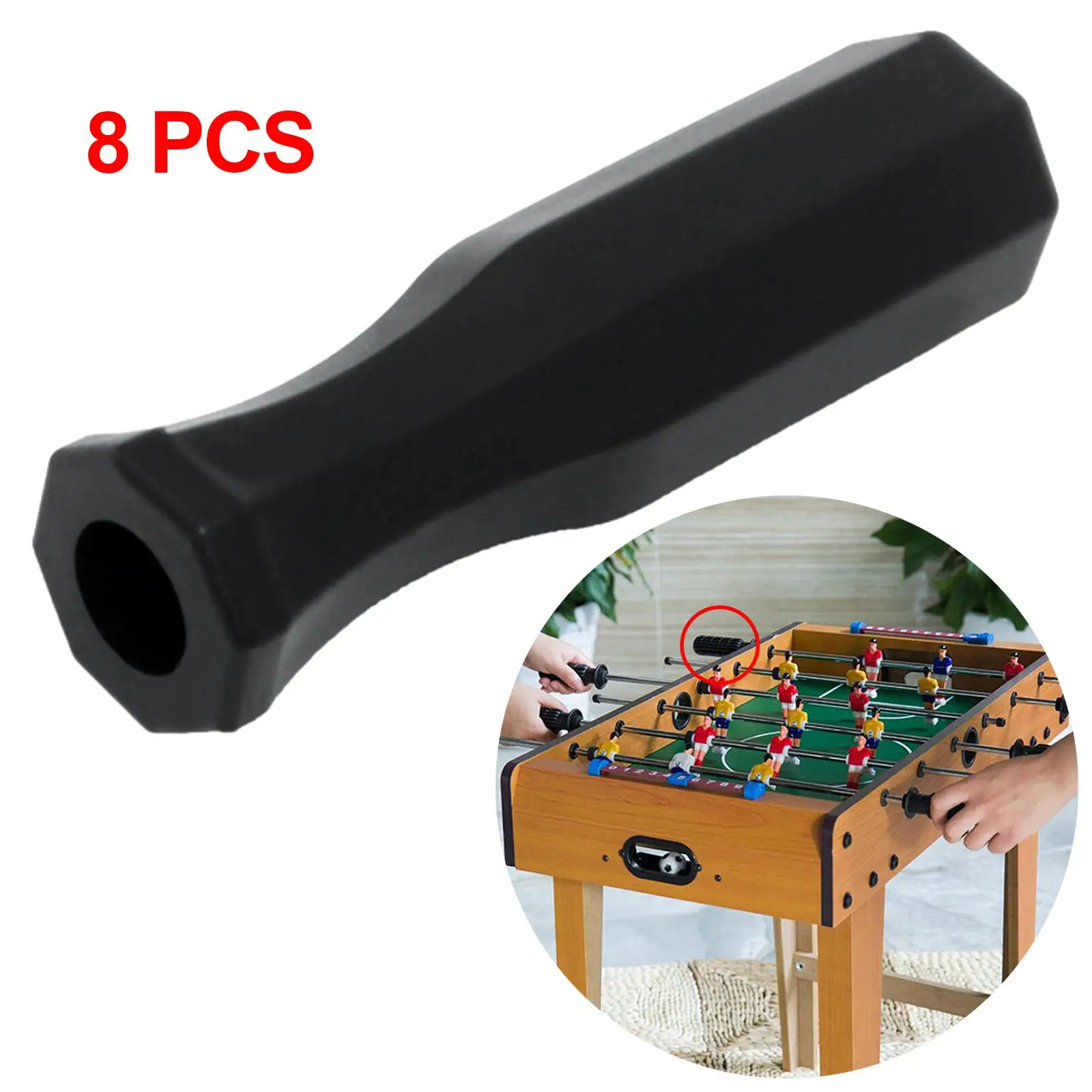 8 Pcs Foosball Handle Grips 5/8 inch Foosball Rods Black Replacement