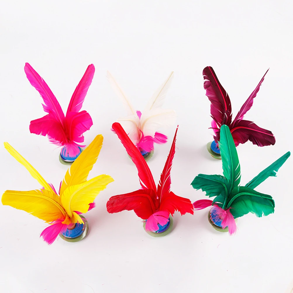 

6 Pcs Flower Shuttlecock Student Kicking Game Chinese Shuttlecocks Toy Chicken