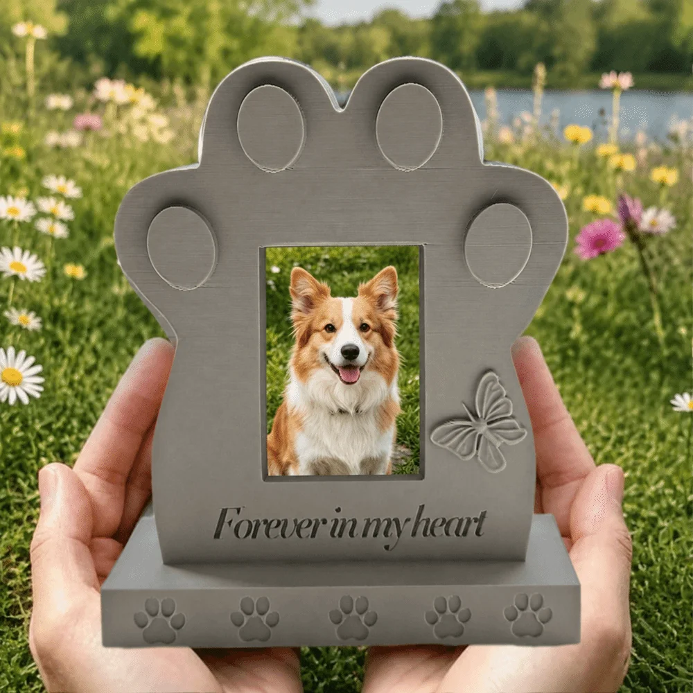 3D Printing Pet Grave Marker Weatherproof Butterfly Paw Design Cat Sacrificial Tombstone Built-in Photo Card Slot Durable