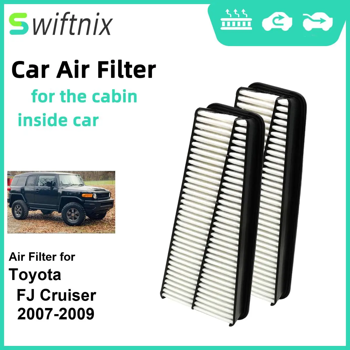 

Воздушный фильтр двигателя Calm Carbon Fiilter для Toyota FJ Cruiser 2007-2009 CA9683 17801-0P010 17801-31090, 2 шт.