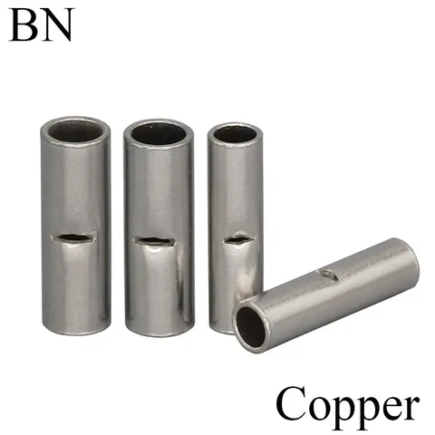 BN Copper Electrical Wire Cable Connection Crimp Sleeve Tubular Ferrule Lug Connector Non-Insulated Tube Butt Splices Terminal