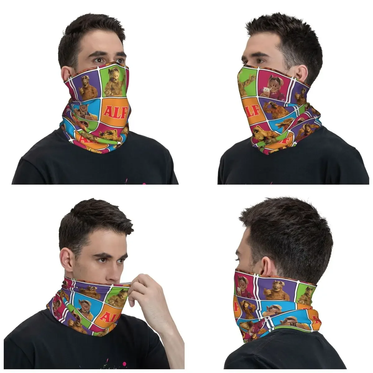 Alien Life Form ALF Meme Collage Bandana Neck Gaiter UV Protection Face Scarf Cover Sci Fi TV Show Headwear Tube Balaclava