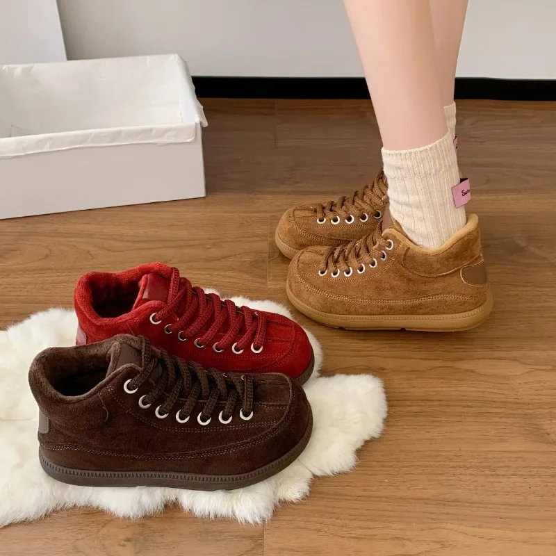 

Осень 2023, новые туфли на платформе с большой головкой, женские универсальные кроссовки на шнуровке с круглым носком, маленькие кроссовки