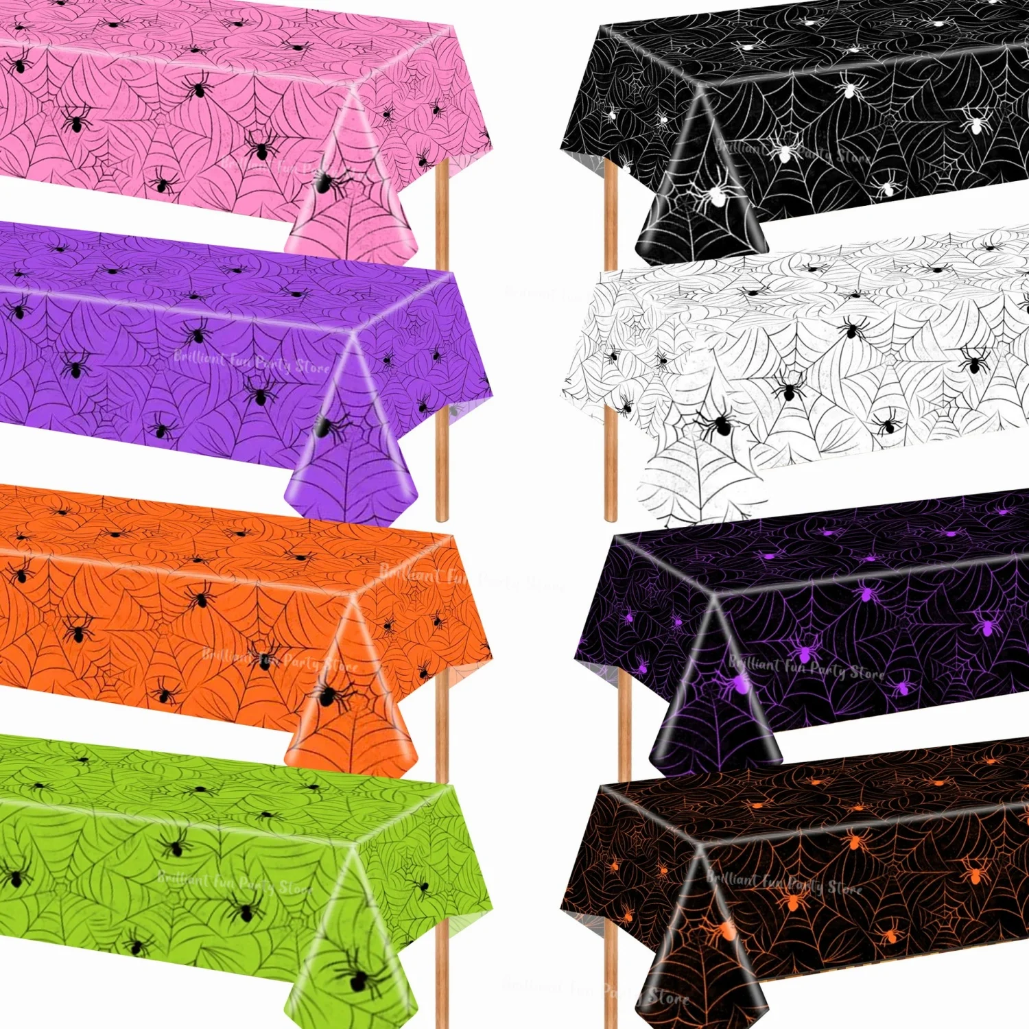 Desk Setup Girl - Disposable Halloween Plastic Tablecloth Spider Web