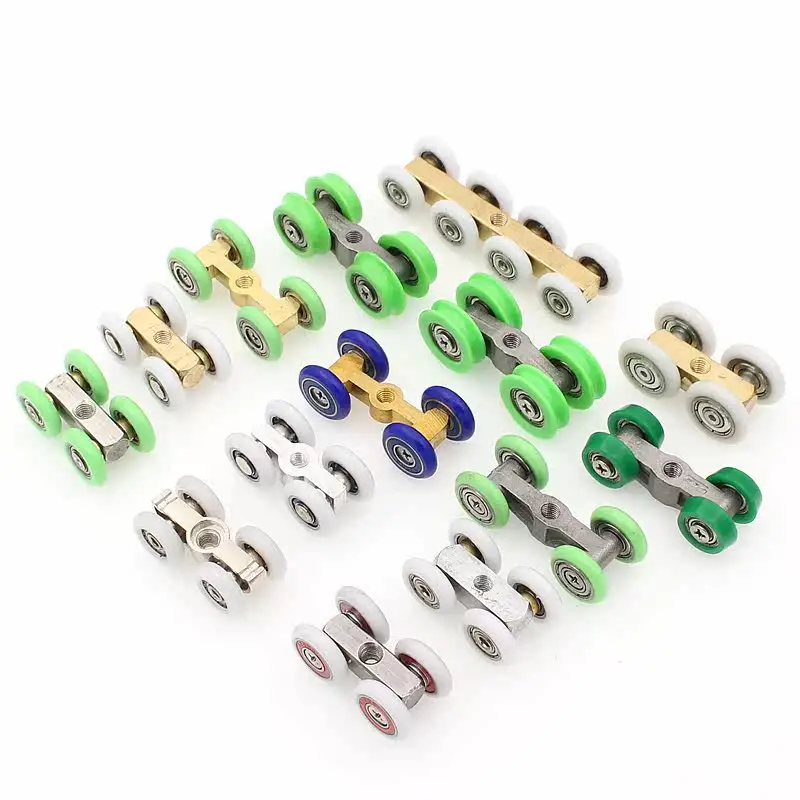 1pc Shower room pulley glass sliding door hanging wheel bathroom shower sliding door roller bathroom copper four-wheel