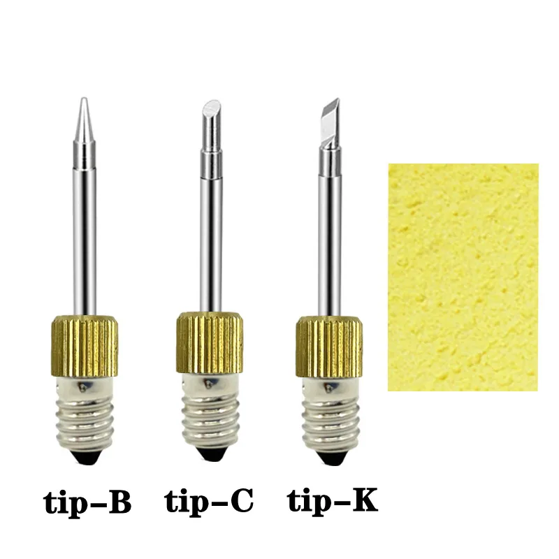 USB Soldering Iron Tip Head Replacements B C K Type Tips Welding Head For E10 Interface Welding Rework Accessory With Sponge