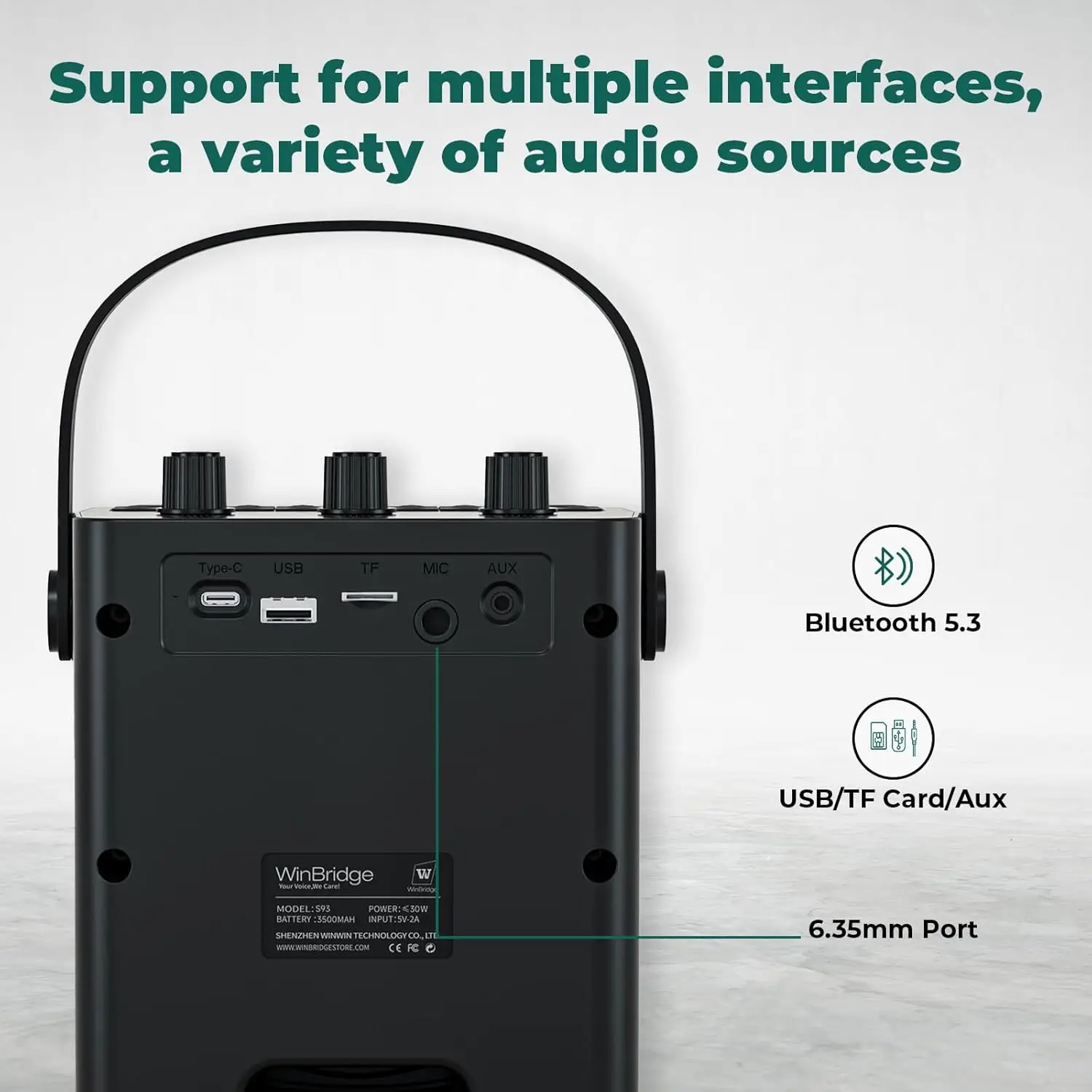 WinBridge Voice Amplifier Portable pa Speaker Uhf Microphone Portable Speaker System